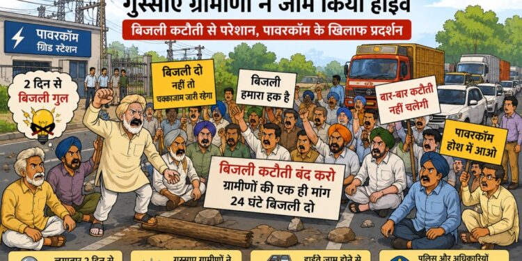 जालंधर में पावरकट पर हंगामा, हाईवे हुआ ठप